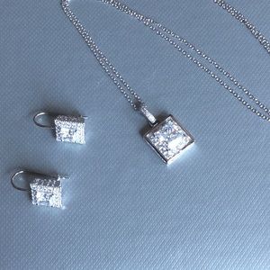 **SOLD**CZ/ Rhodium plated .925 necklace/ earrings